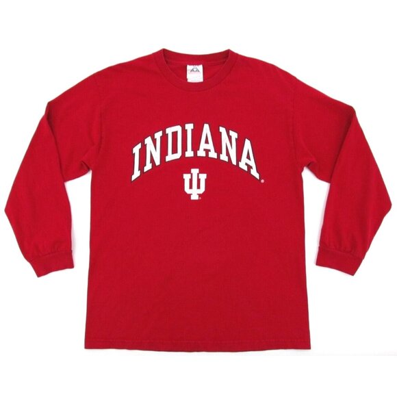 Vintage 90s Indiana Hoosiers Graphic Tee Men Large Red Long Sleeve Shirt USA - Picture 1 of 7